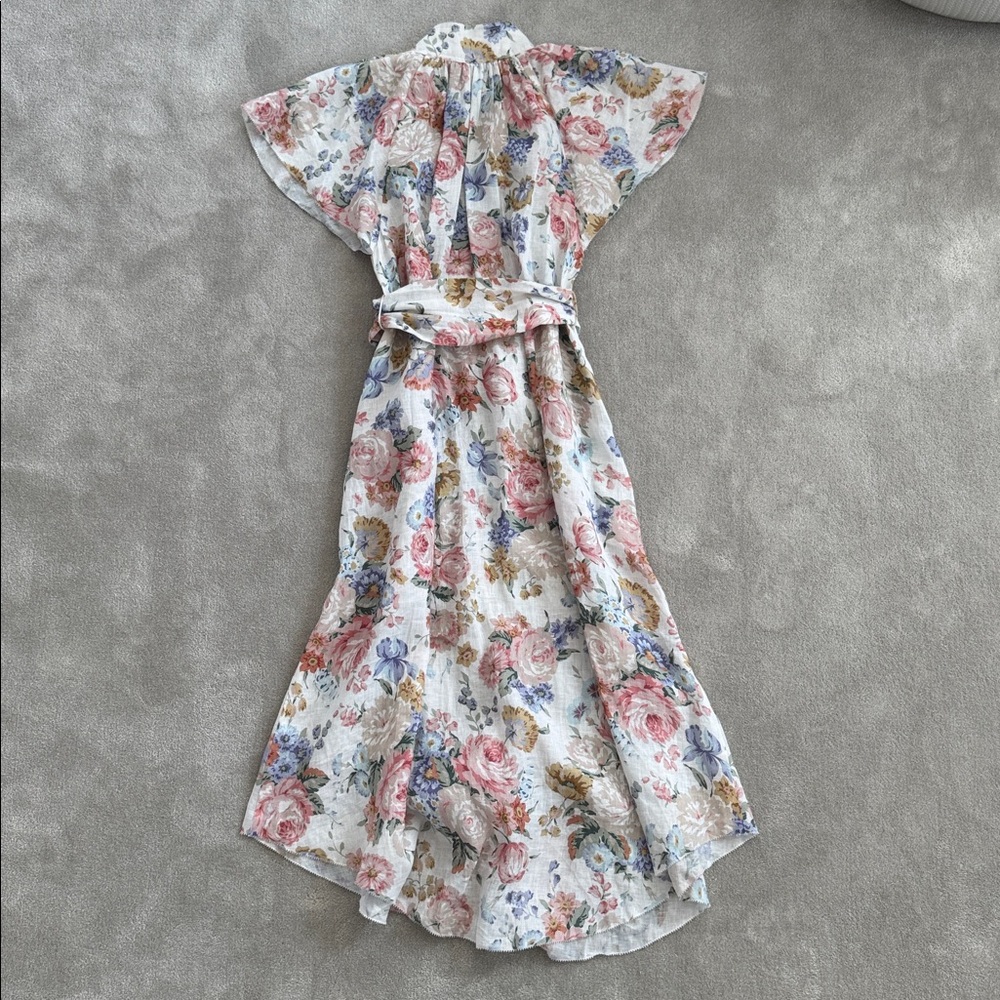 Zimmermann White Floral Button-Up Dress with Pink and Green Accents, size 0 - Picture 5 of 5